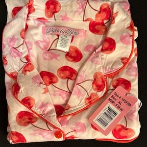 Women’s short sleeve top & pant pajamas set pink red hearts soft $68 Large & XL